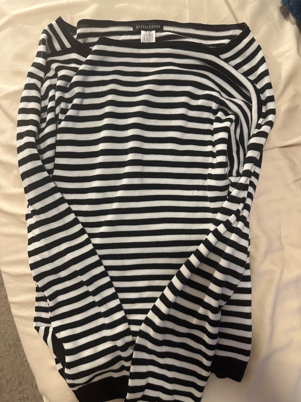 Eileen Fisher Black and White Striped Long Sleeve Top
